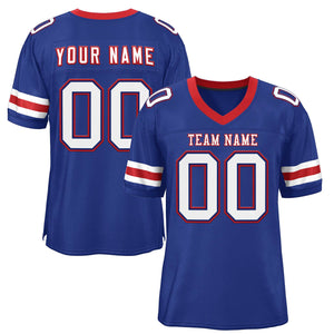 Custom Royal White-Red Classic Style Mesh Authentic Football Jersey