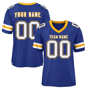 Custom Royal White-Yellow Classic Style Mesh Authentic Football Jersey