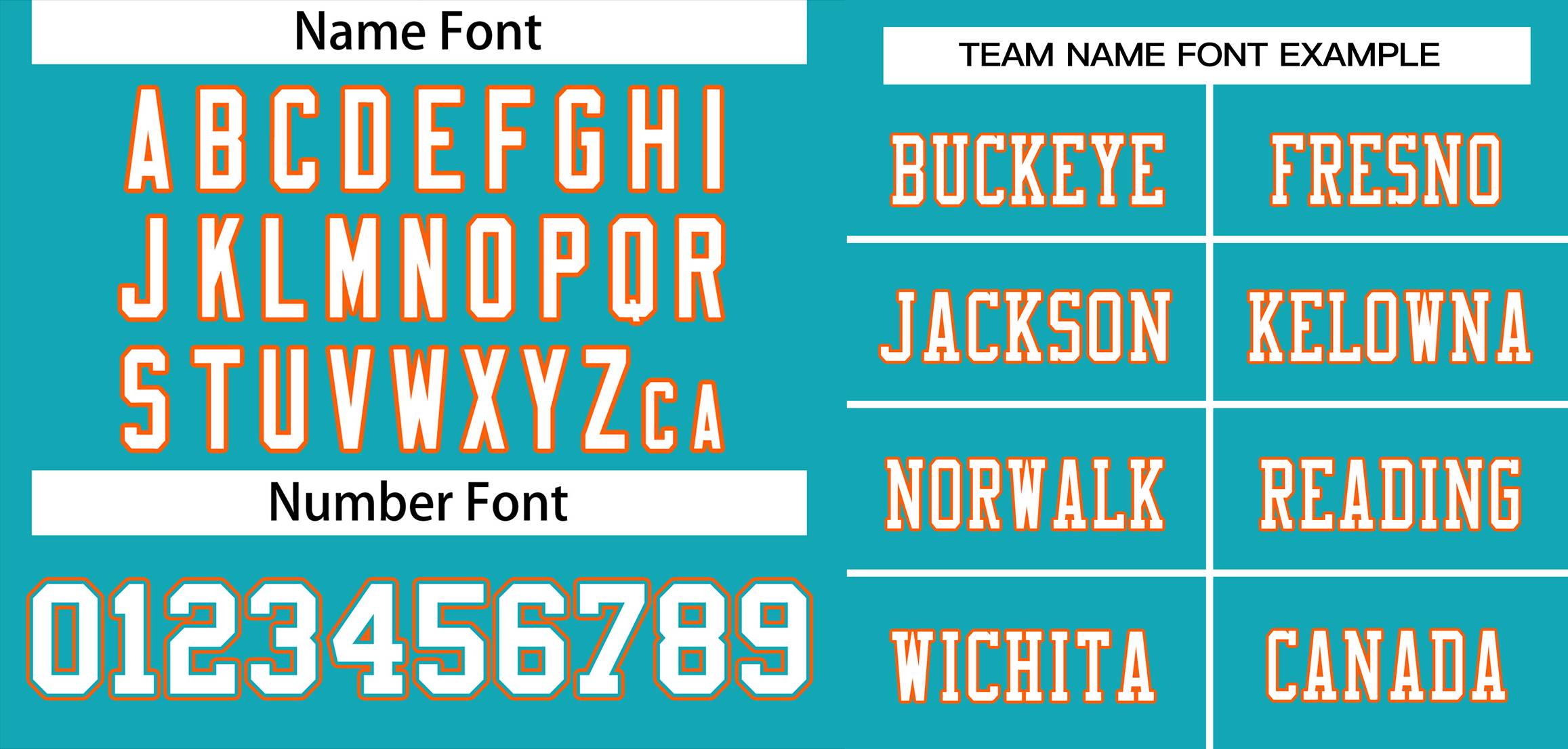 custom aqua football jerseys team name font example