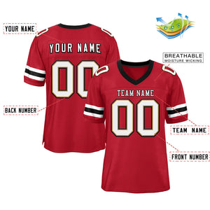 Custom Scarlet White-Black Classic Style Mesh Authentic Football Jersey