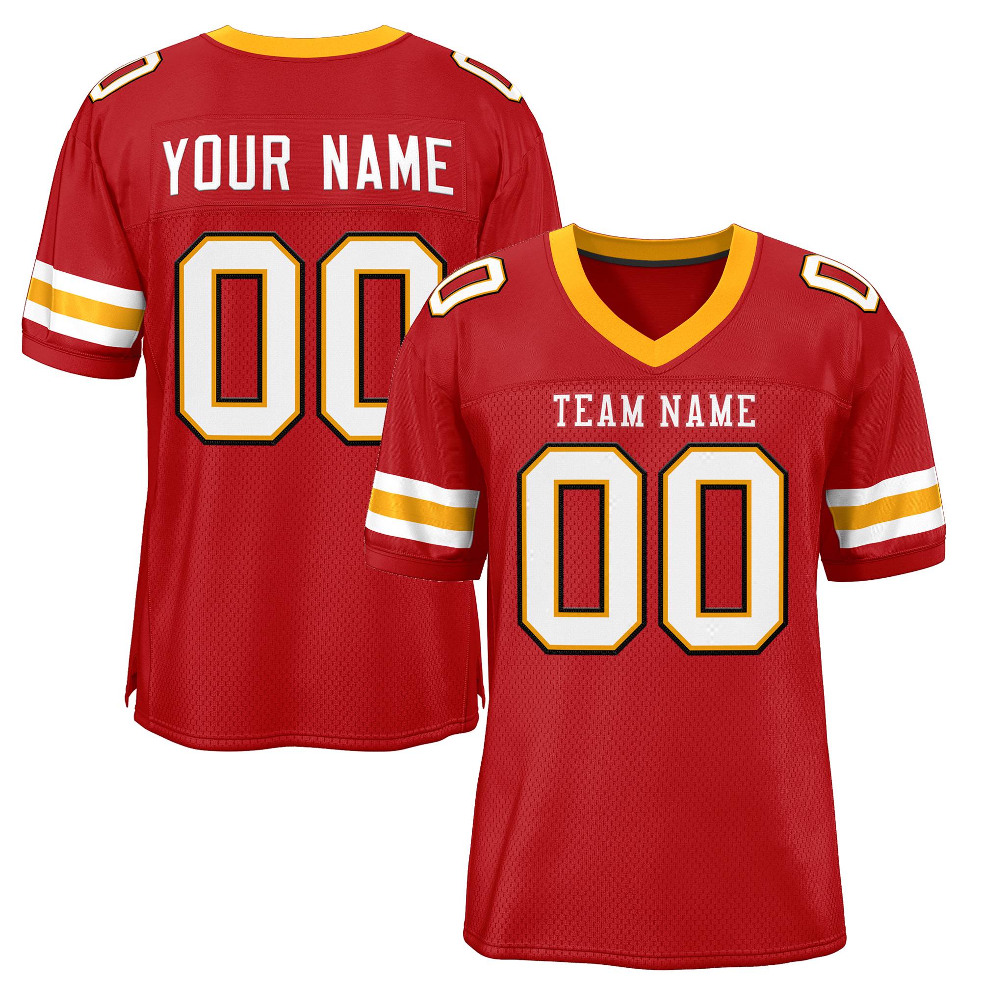 Custom Red White Classic Style Mesh Authentic Football Jersey