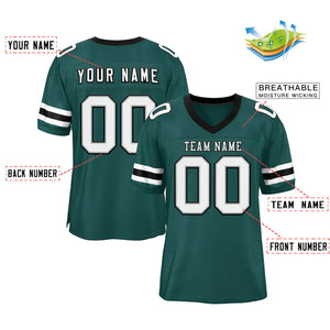 Custom Midnight Green White-Black Classic Style Mesh Authentic Football Jersey