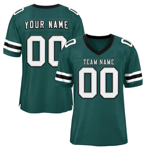 Custom Midnight Green White-Black Classic Style Mesh Authentic Football Jersey