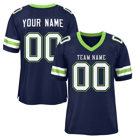 Custom Navy White Classic Style Mesh Authentic Football Jersey