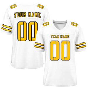 Custom White Gold Classic Style Mesh Authentic Football Jersey