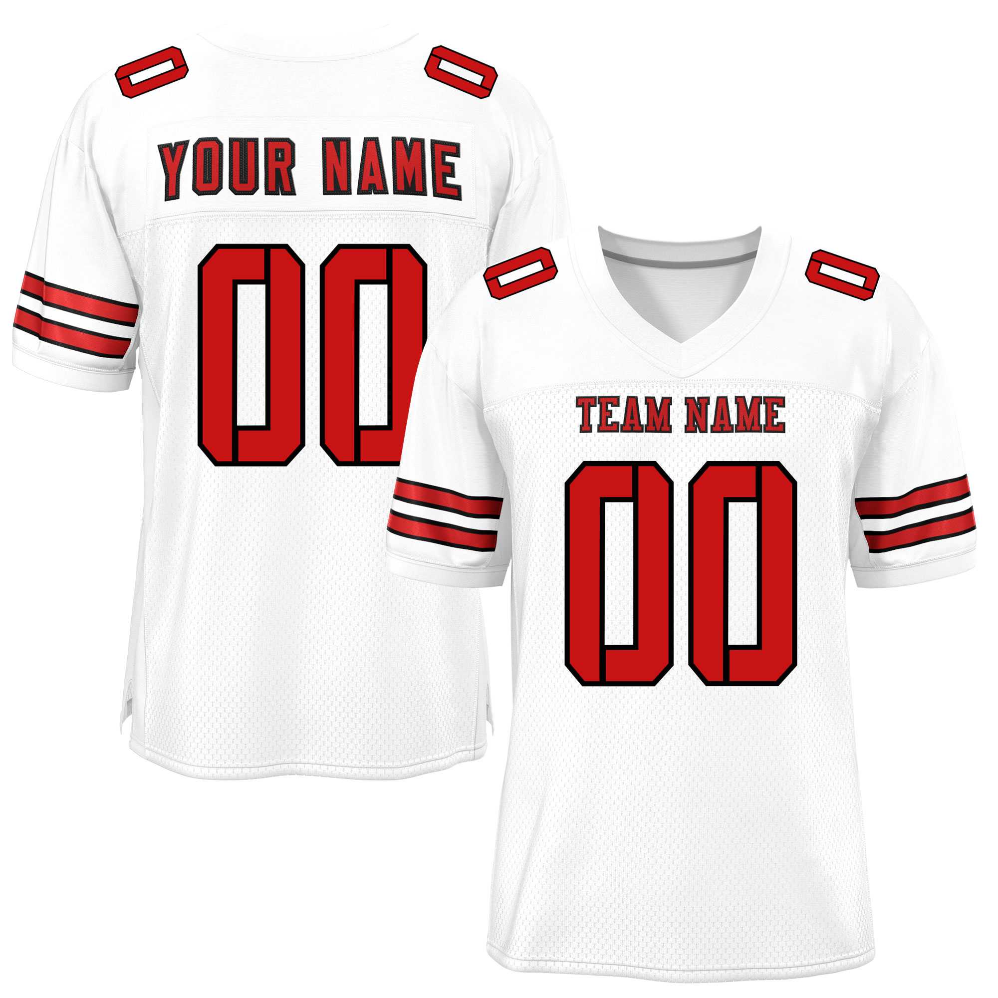 Custom White Red Classic Style Mesh Authentic Football Jersey