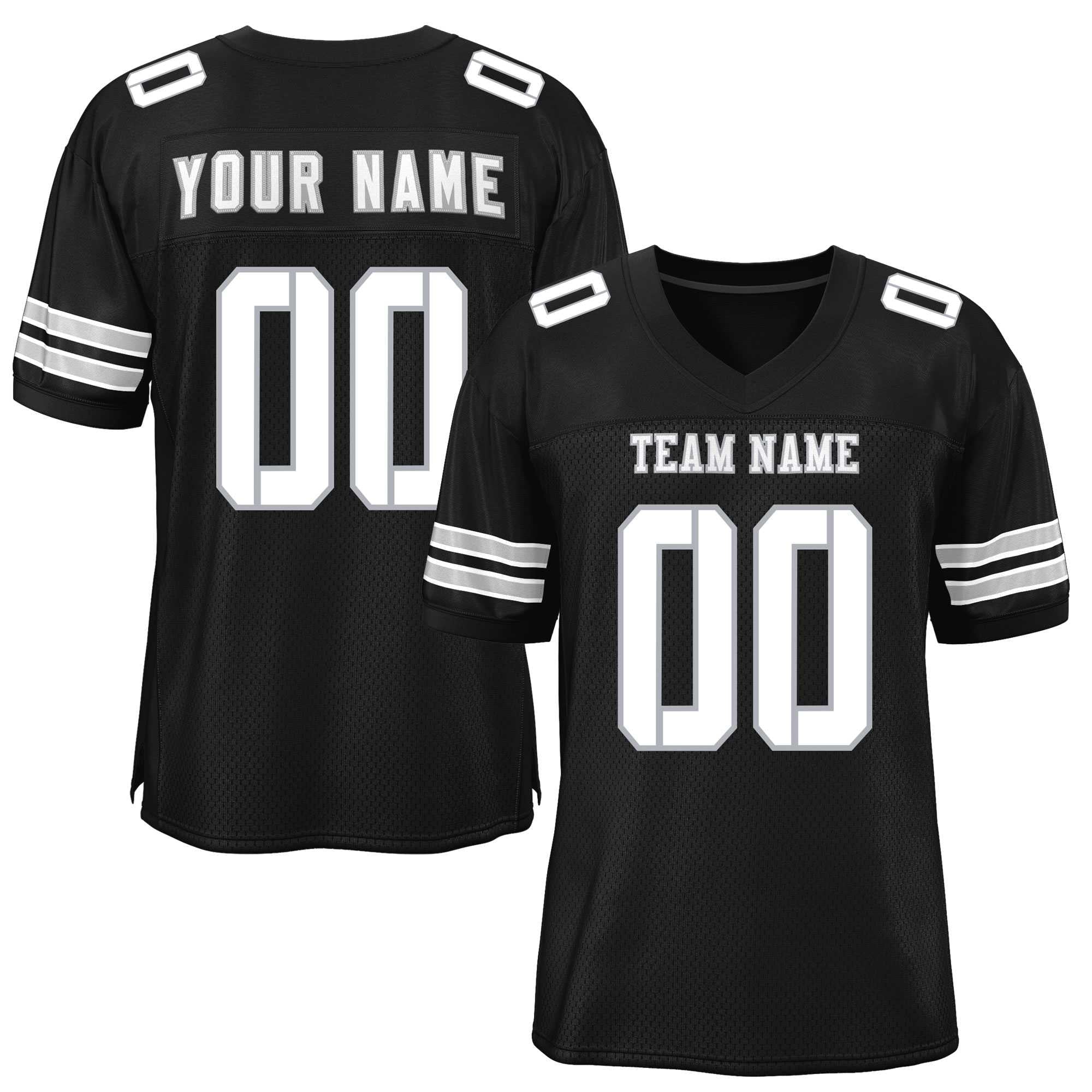 Custom Black White Classic Style Mesh Authentic Football Jersey