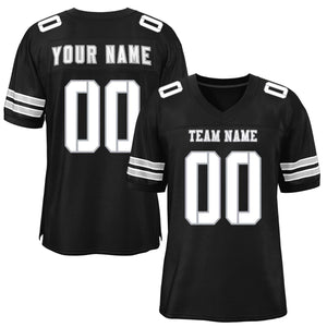 Custom Black White Classic Style Mesh Authentic Football Jersey