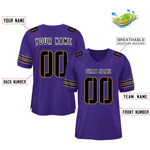 Custom Purple Black Classic Style Mesh Authentic Football Jersey