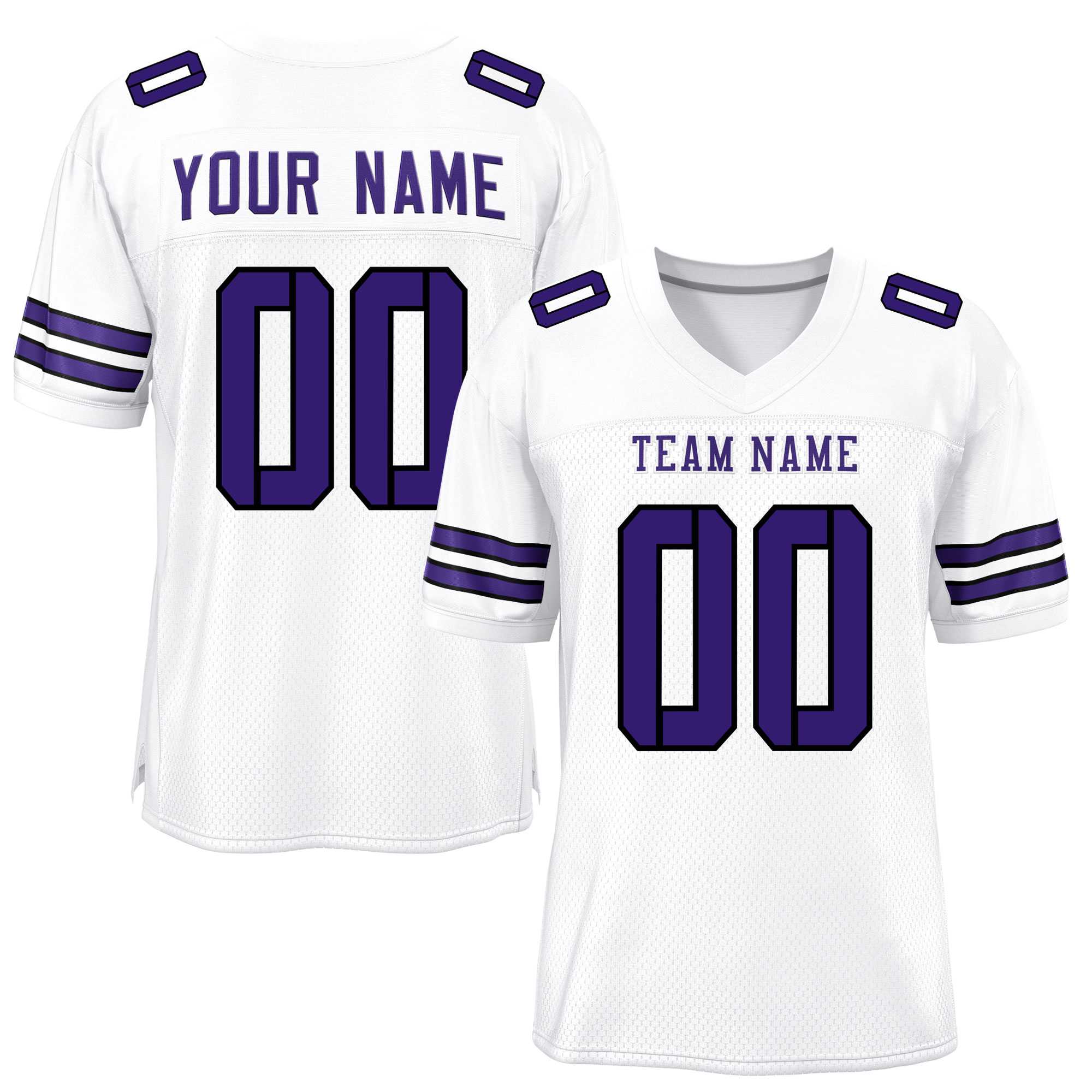 Custom White Purple Classic Style Mesh Authentic Football Jersey