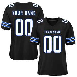 Custom Black White-Royal Classic Style Mesh Authentic Football Jersey