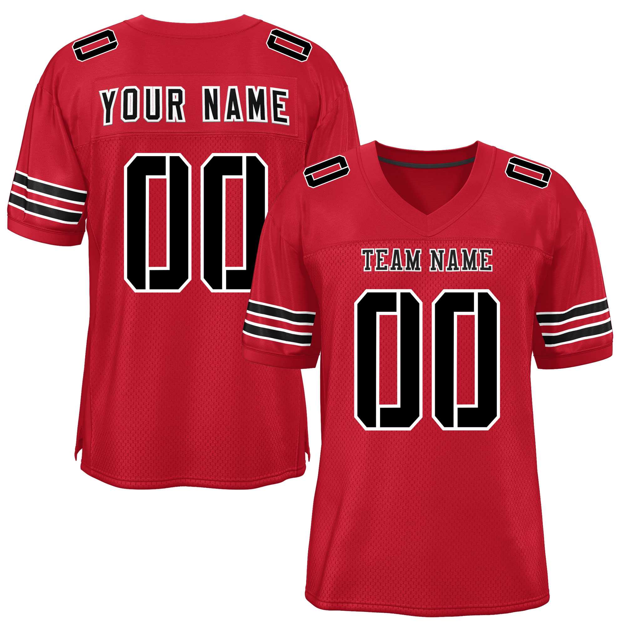 Custom Red Black Classic Style Mesh Authentic Football Jersey