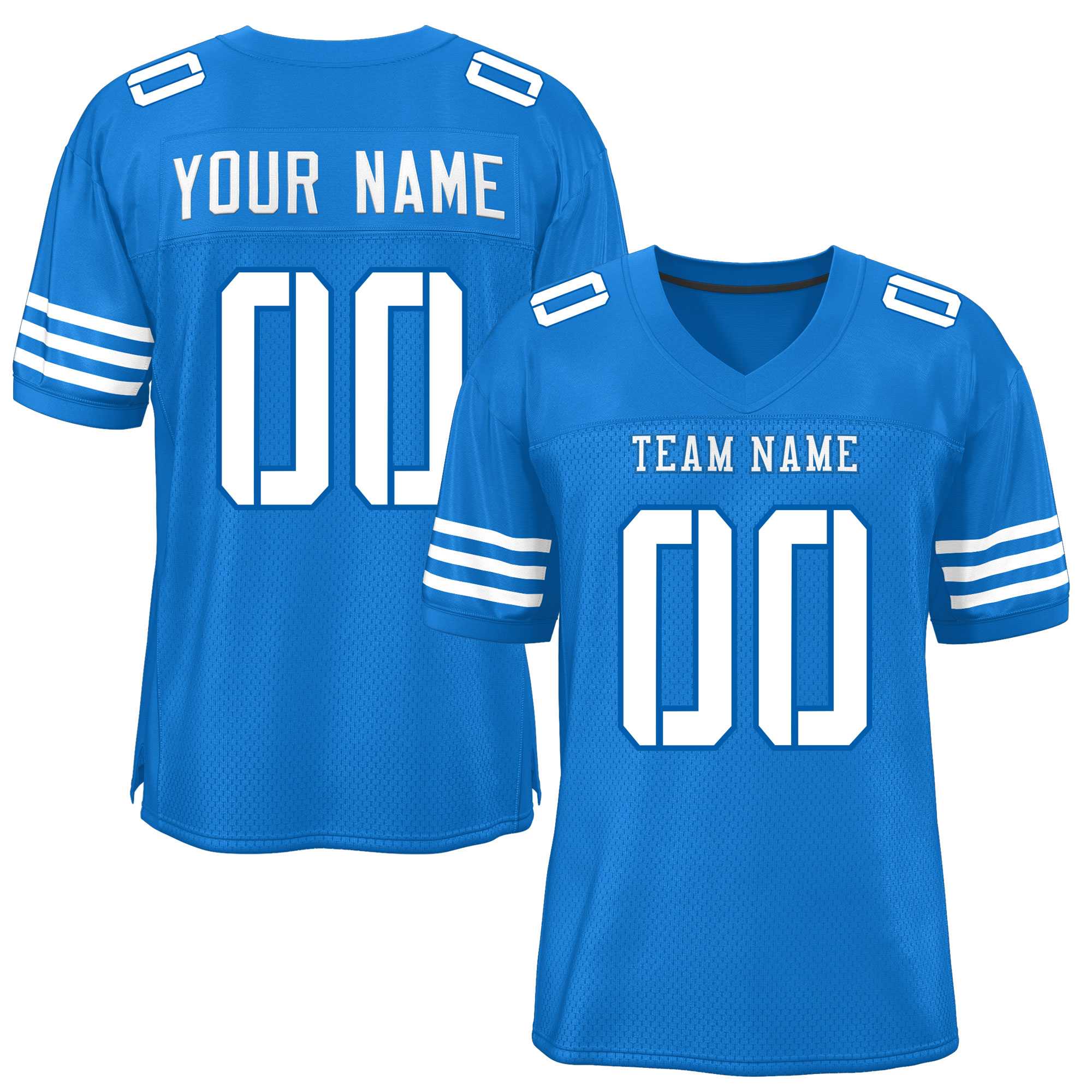 Custom Panther Blue White Classic Style Mesh Authentic Football Jersey