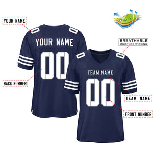 Custom Navy White Classic Style Mesh Authentic Football Jersey