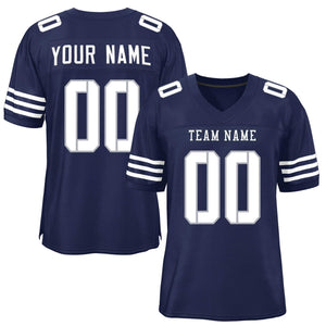 Custom Navy White Classic Style Mesh Authentic Football Jersey