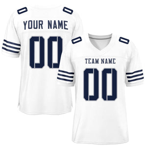 Custom White Navy Classic Style Mesh Authentic Football Jersey