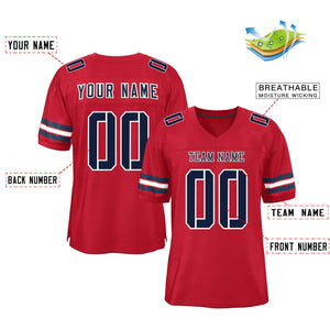 Custom Red Navy-White Classic Style Mesh Authentic Football Jersey