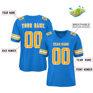 Custom Panther Blue Yellow-White Classic Style Mesh Authentic Football Jersey