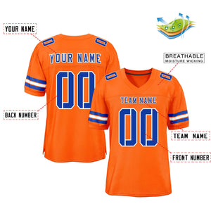 Custom Orange Royal-White Classic Style Mesh Authentic Football Jersey