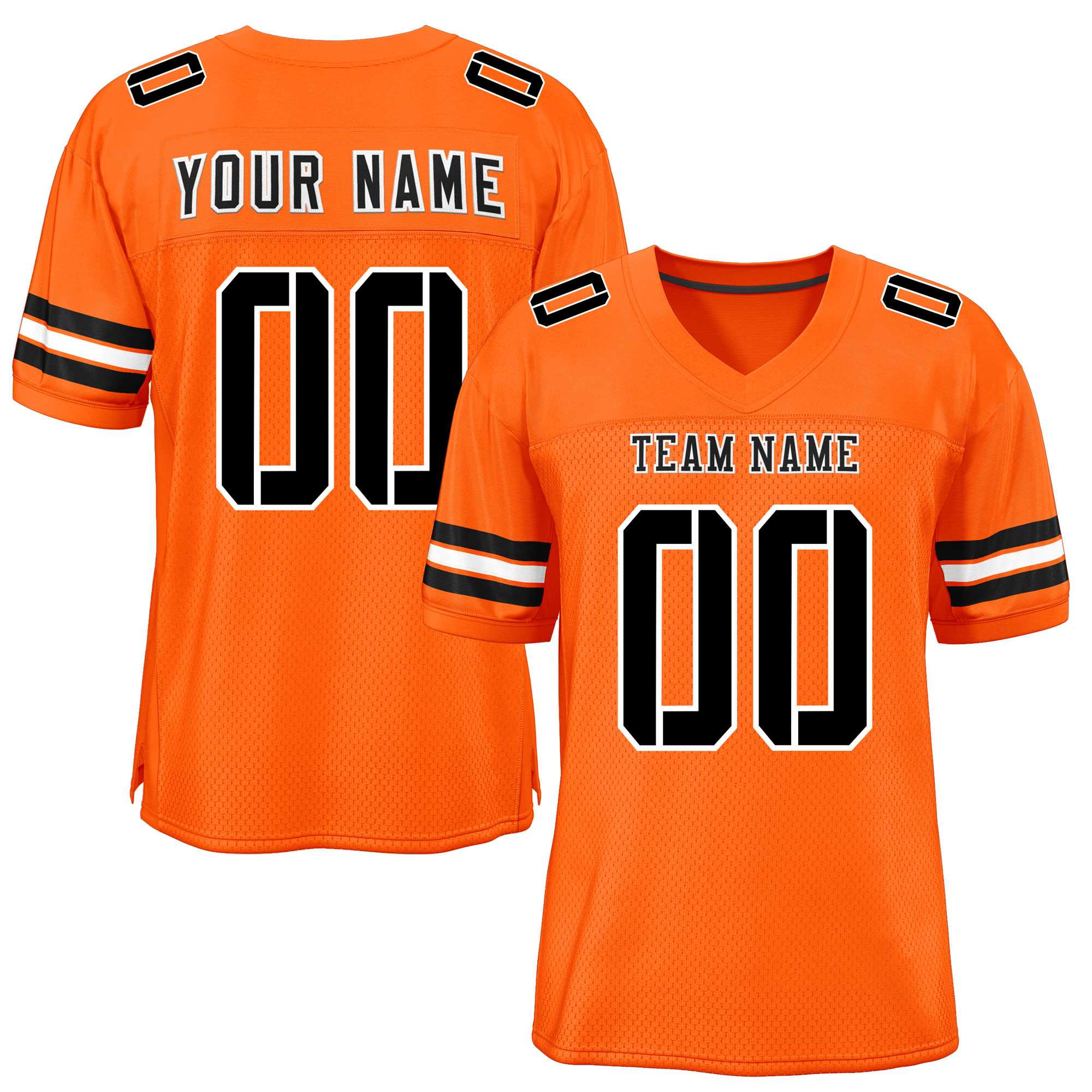 Custom Orange Black-White Classic Style Mesh Authentic Football Jersey