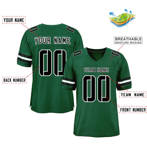 Custom Green Black-White Classic Style Mesh Authentic Football Jersey