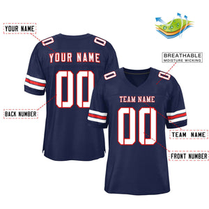 Custom Navy White-Red Classic Style Mesh Authentic Football Jersey