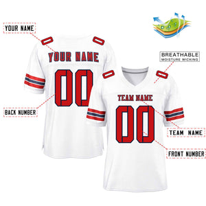 Custom White Red-Black Classic Style Mesh Authentic Football Jersey