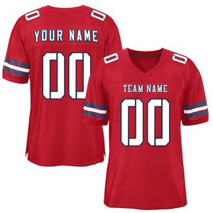 Custom Red White-Navy Classic Style Mesh Authentic Football Jersey