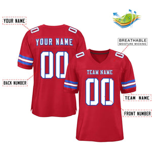 Custom Red White-Royal Classic Style Mesh Authentic Football Jersey