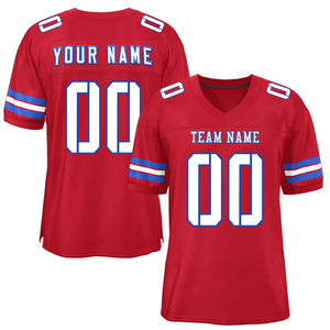 Custom Red White-Royal Classic Style Mesh Authentic Football Jersey