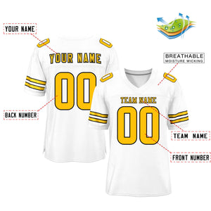 Custom White Gold Classic Style Mesh Authentic Football Jersey