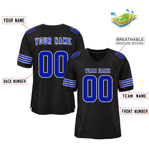 Custom Black Royal Classic Style Mesh Authentic Football Jersey