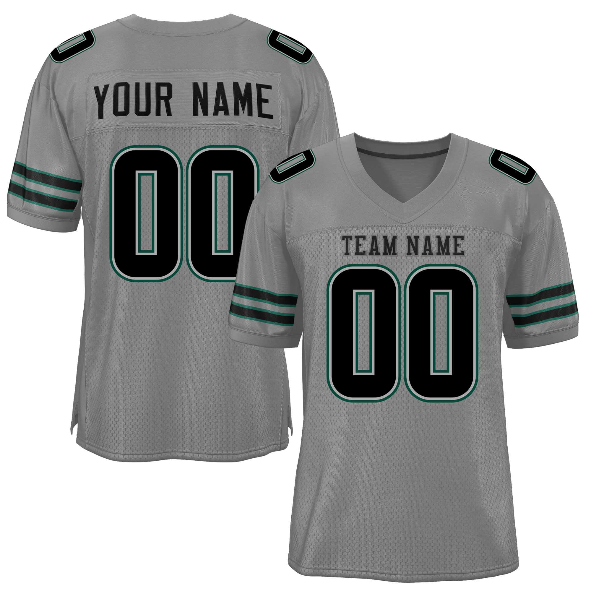 Custom Gray Black Classic Style Mesh Authentic Football Jersey