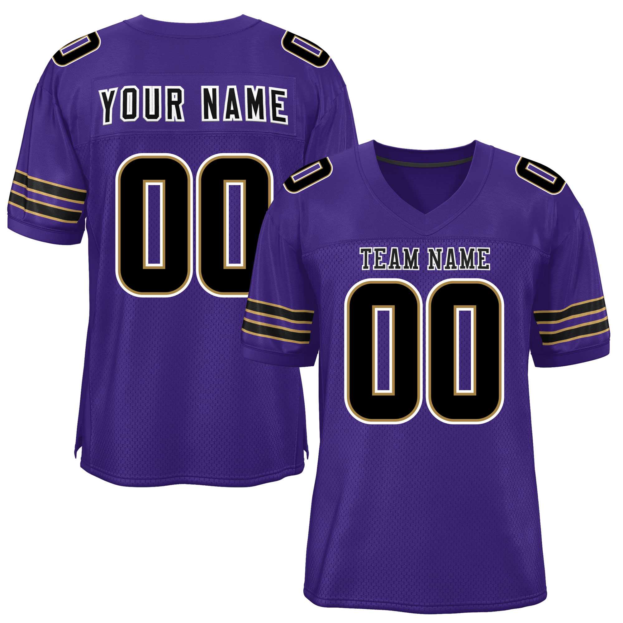 Custom Purple Black Classic Style Mesh Authentic Football Jersey