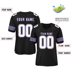 Custom Black White-Purple Classic Style Mesh Authentic Football Jersey