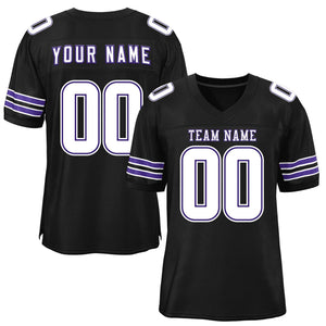 Custom Black White-Purple Classic Style Mesh Authentic Football Jersey