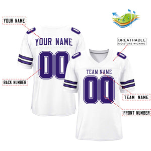 Custom White Purple Classic Style Mesh Authentic Football Jersey