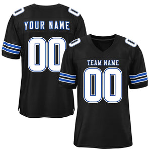 Custom Black White-Royal Classic Style Mesh Authentic Football Jersey