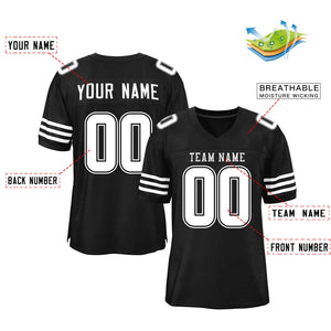 Custom Black White Classic Style Mesh Authentic Football Jersey