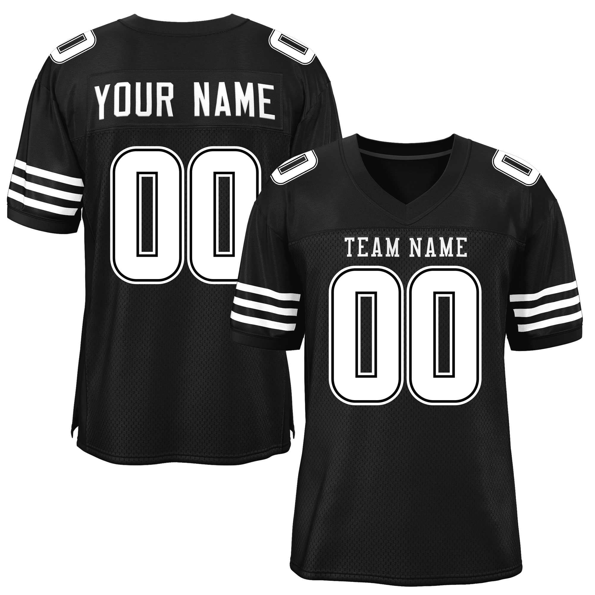 Custom Black White Classic Style Mesh Authentic Football Jersey