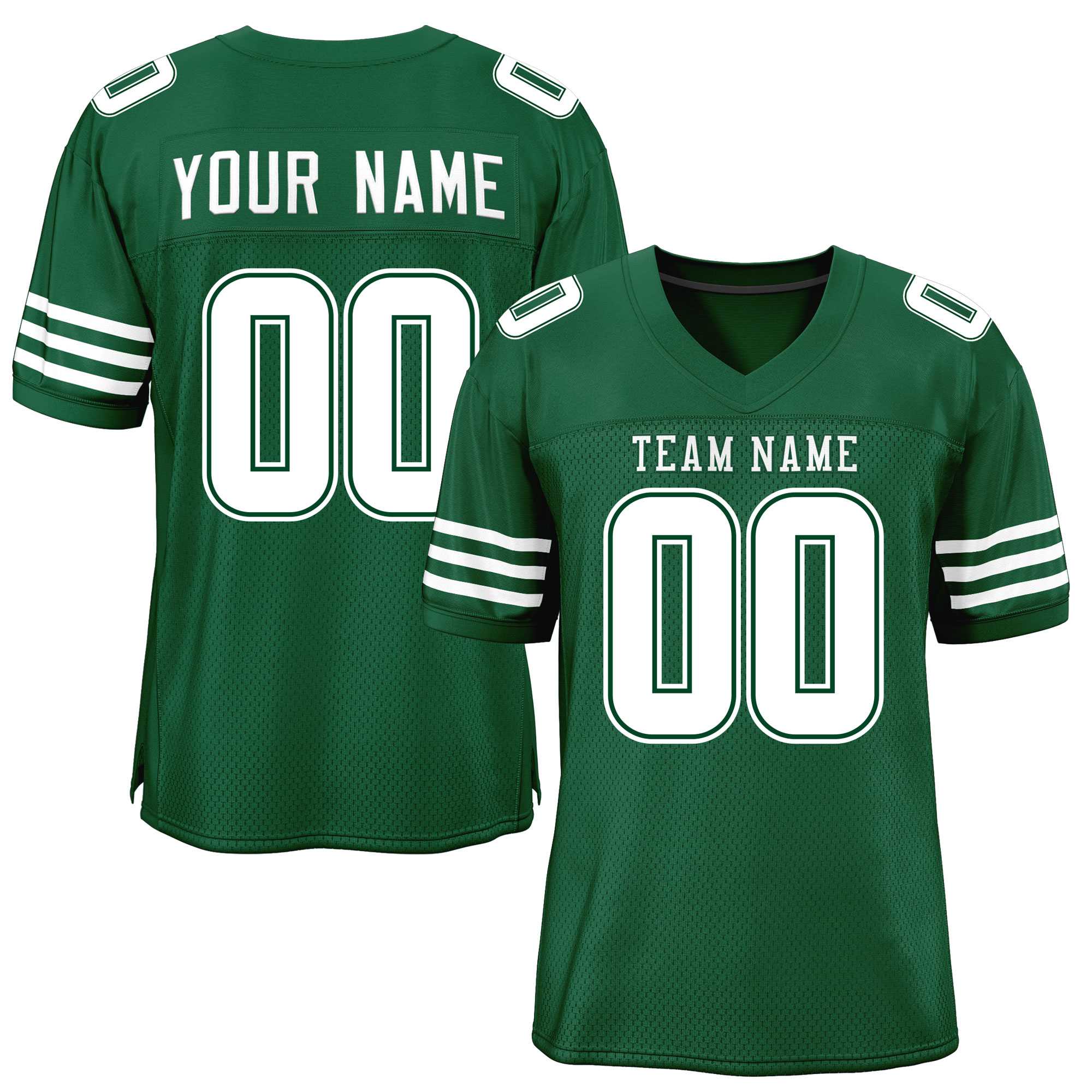 Custom Green White Classic Style Mesh Authentic Football Jersey