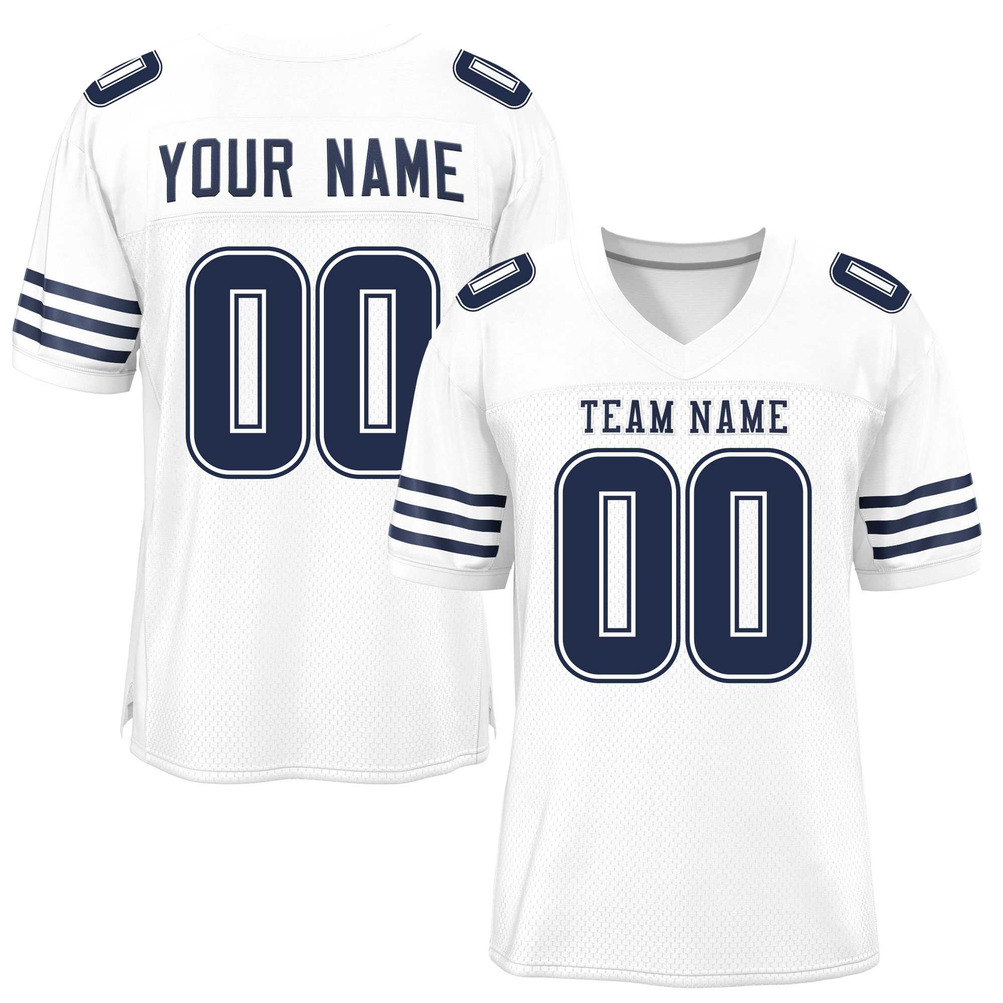 Custom White Navy Classic Style Mesh Authentic Football Jersey