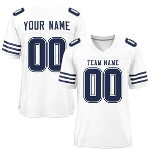 Custom White Navy Classic Style Mesh Authentic Football Jersey