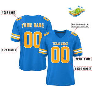 Custom Panther Blue Yellow-White Classic Style Mesh Authentic Football Jersey