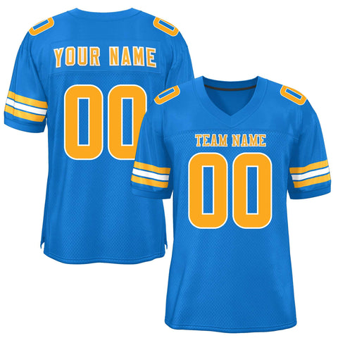 Custom Panther Blue Yellow-White Classic Style Mesh Authentic Football Jersey