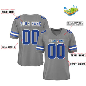 Custom Gray Royal-White Classic Style Mesh Authentic Football Jersey