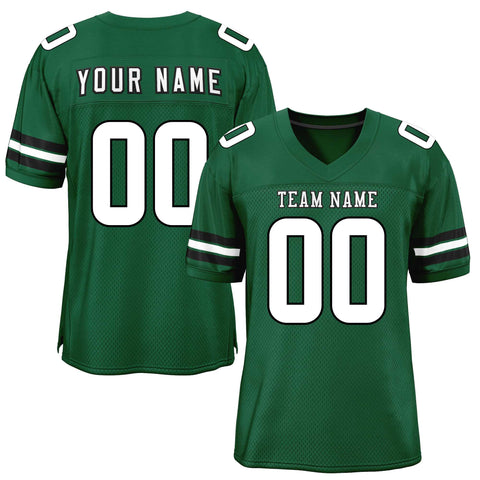 Custom Green White-Black Classic Style Mesh Authentic Football Jersey