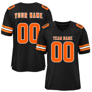 Custom Black Orange-White Classic Style Mesh Authentic Football Jersey