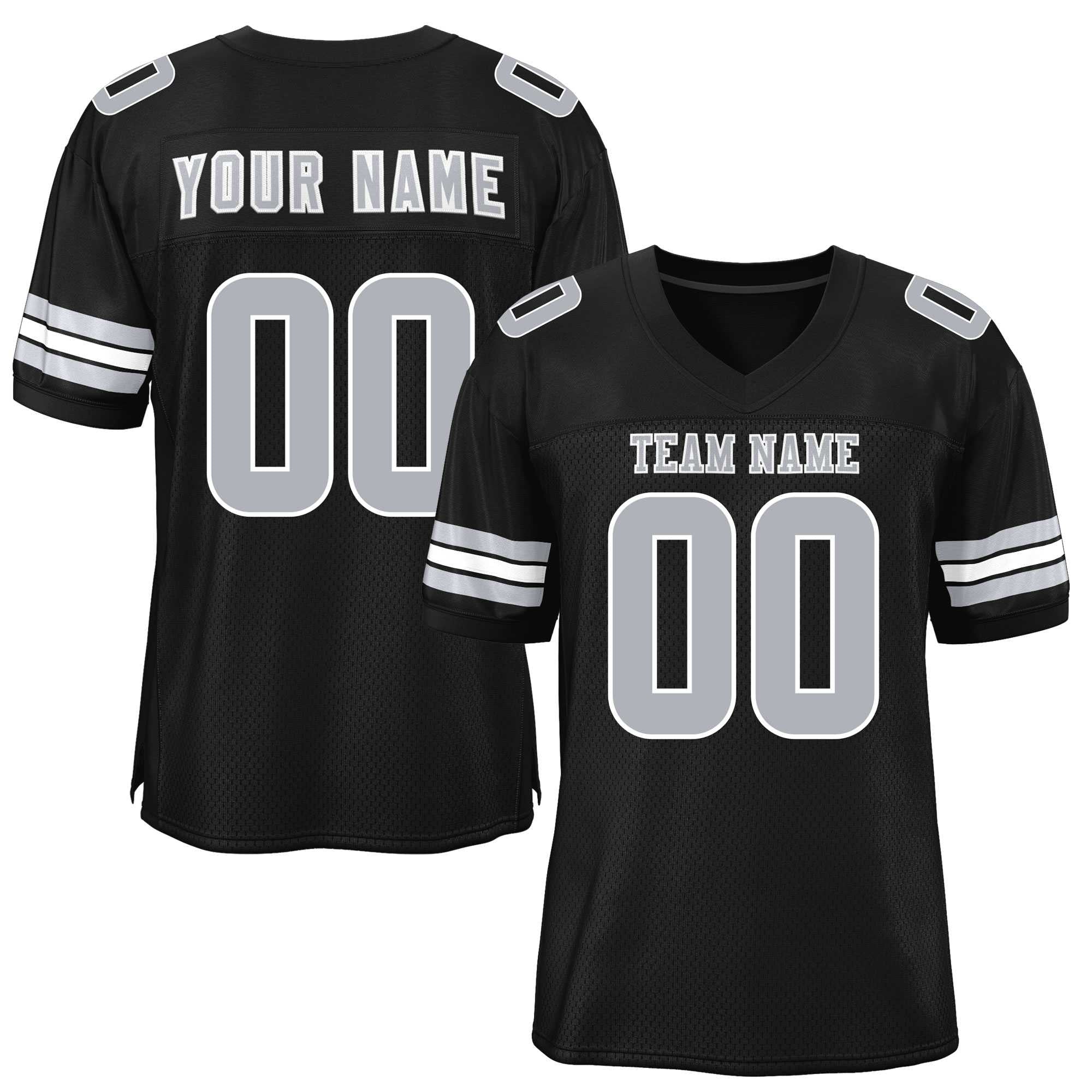 Custom Black Light Gray Classic Style Mesh Authentic Football Jersey