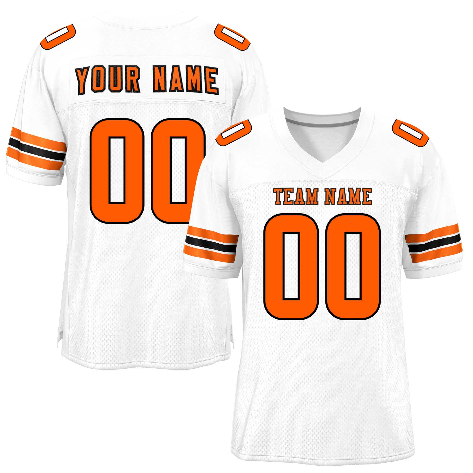 Custom White Orange-Black Classic Style Mesh Authentic Football Jersey